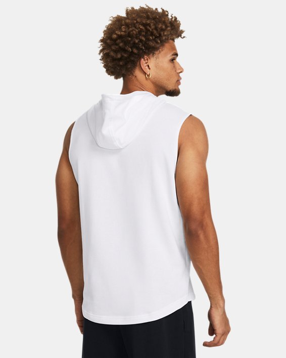 Men's Project Rock Fleece Payoff Sleeveless Hoodie in White image number 1